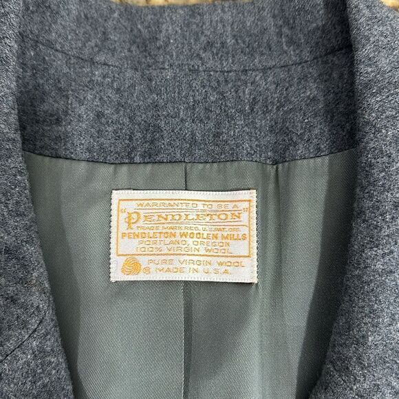 PENDLETON Virgin Wool Gray Single Breasted One Button Closure Blazer Size 10 - Picture 6 of 12
